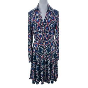 Cache Geometric Button Front Dress Size 12 Belted Multi Colored NWT